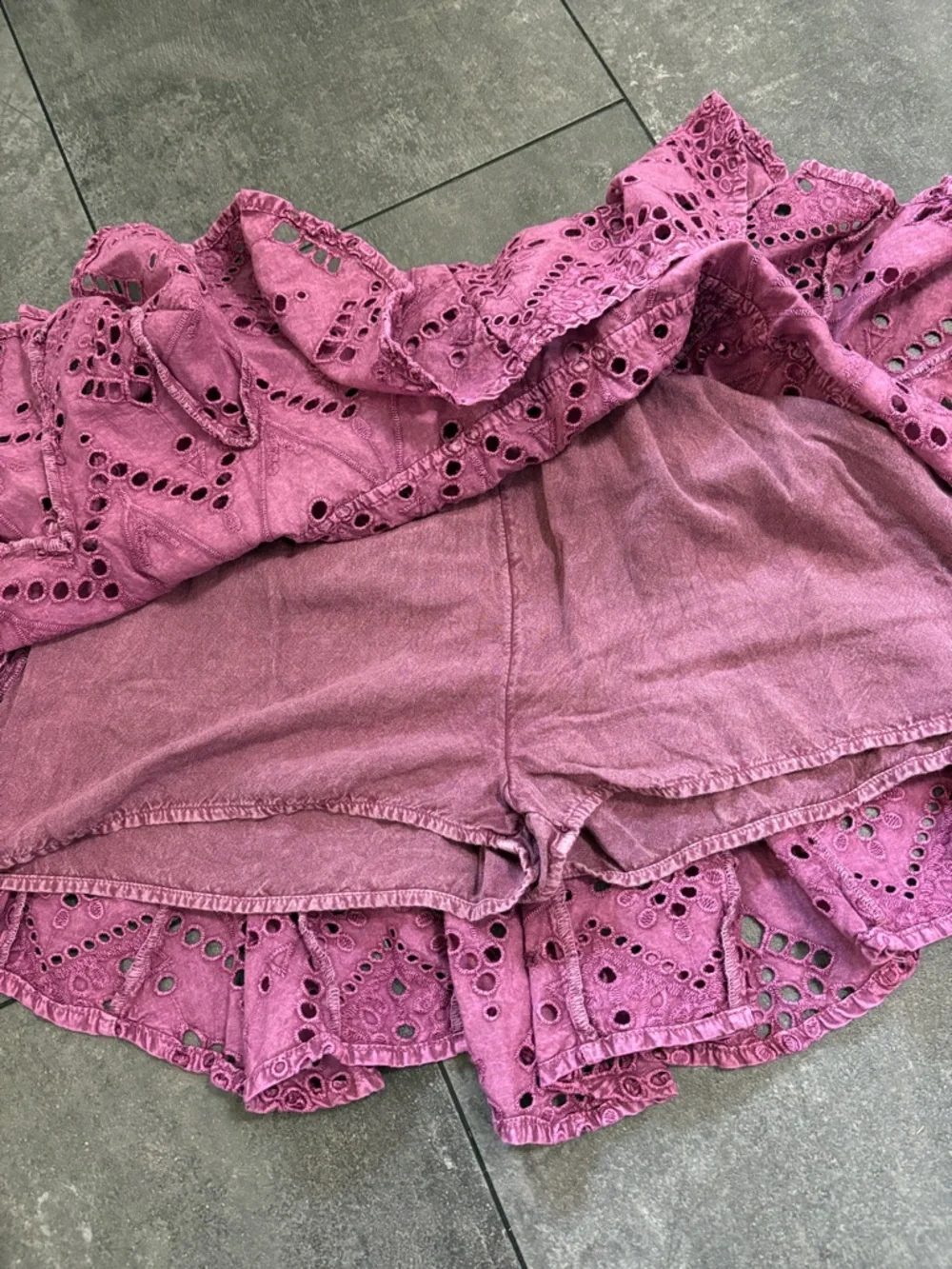 Free People Eyelet Tiered Skirt Mini Skort